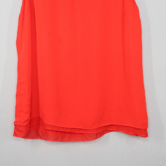 DVF Diane Von Furstenberg Blouse Womens Sz Small Red Silk Sleeveless Chiffon - Picture 3 of 9